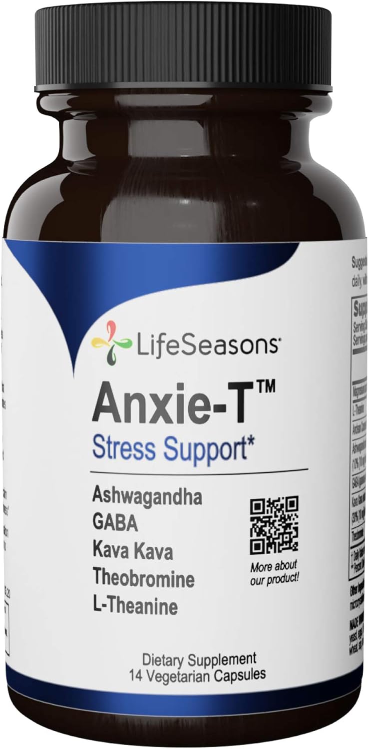 LifeSeasons - Anxie-T - Herbal Stress Relief Supplement to Relax and Calm Mind - Contains Ashwagandha, Kava Kava, GABA, L-Theanine - 14 Capsules : Health & Household