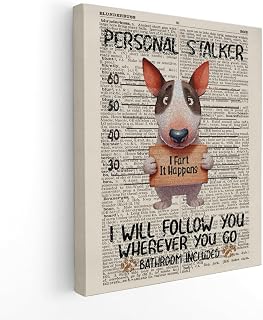 Funny Bull Terrier Dog Wall Decor, Bull Terrier Decor, Funny Bathroom Wall Art Poster, Bathroom Decor Signs Funny, Dog Wall Decor, Dog Bathroom Decor, Bull Terrier Gifts, 11x14 Inch Framed