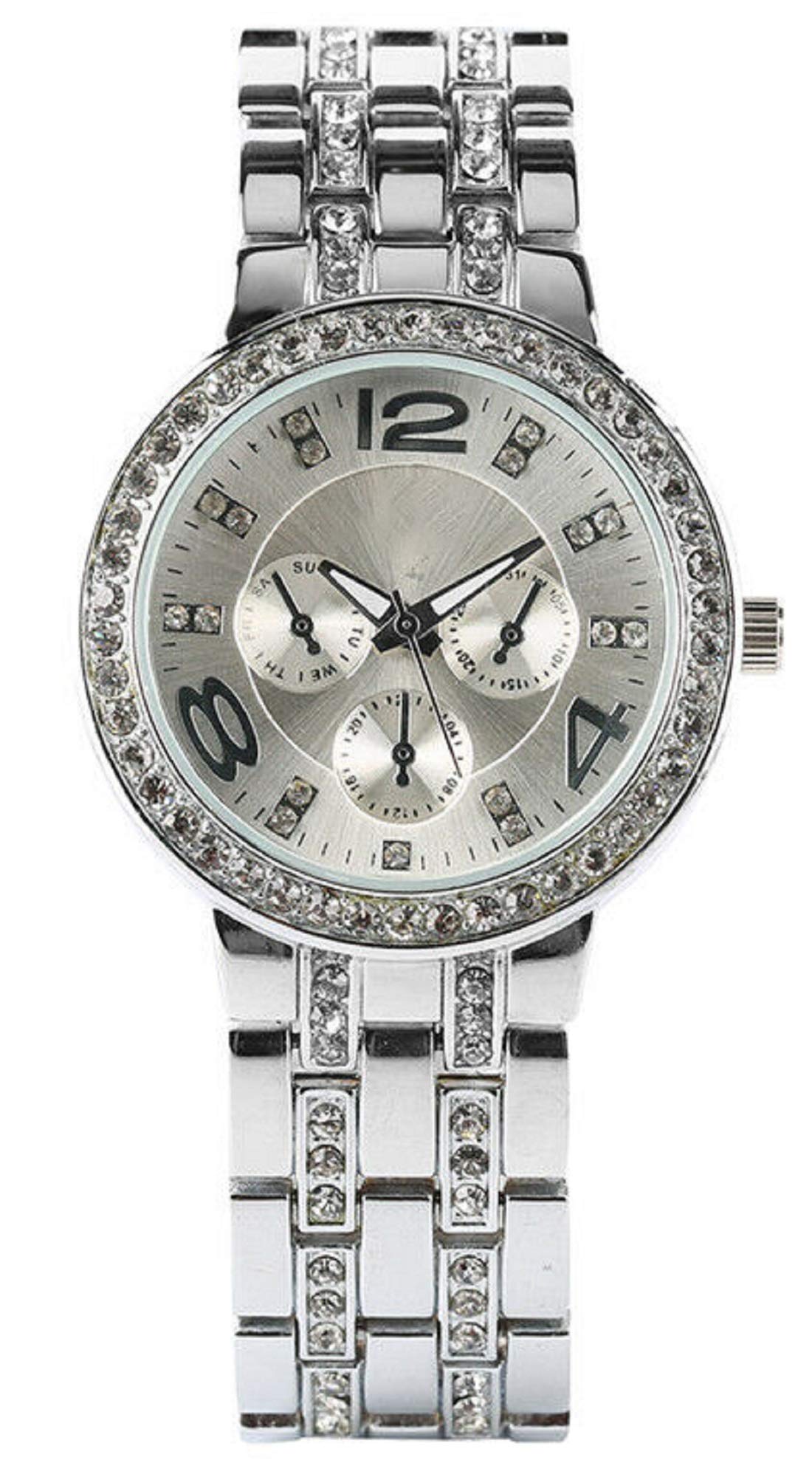 ZUPERIA Diamond Studded Luxury Stainless Steel Analogue Watch for Girls and Women (Silver) (B08FYPPHN5) Amazon Price History, Amazon Price Tracker