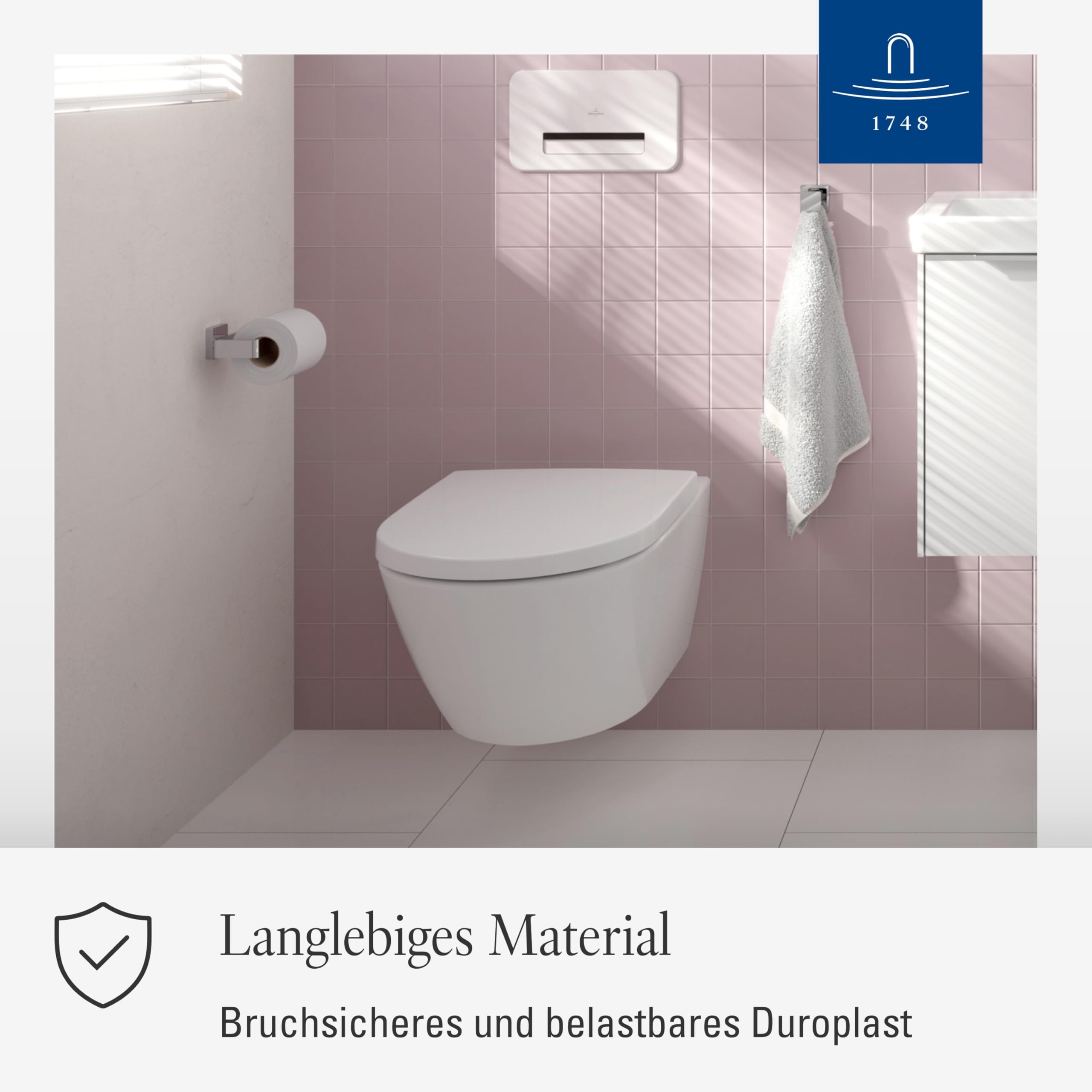 Villeroy & Boch Subway 3.0 WC-Sitz, D-Form – Weiß Alpin, glänzend | Mit Edelstahl-Scharnieren, aus bruchsicherem Duroplast, Original Ersatzteil, 8M426101