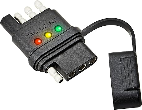Oyviny 4-Way Flat Trailer Wiring Tester 4 Pin Male and Female Trailer Tester with Bright Indicators, Double End Design 4 Pin Trailer Light Tester for Turn Signal Tail Lights Trouble Shooter