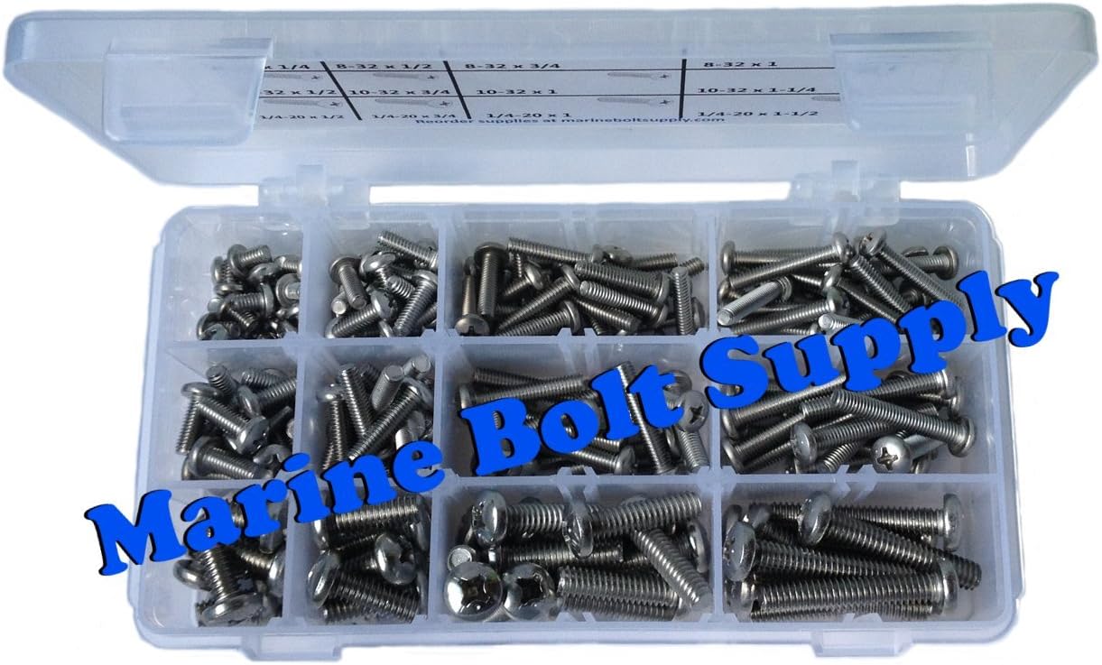 Type 316 Stainless Steel Phillips Pan Machine Screw Kit Marine Bolt Supply 6-111316