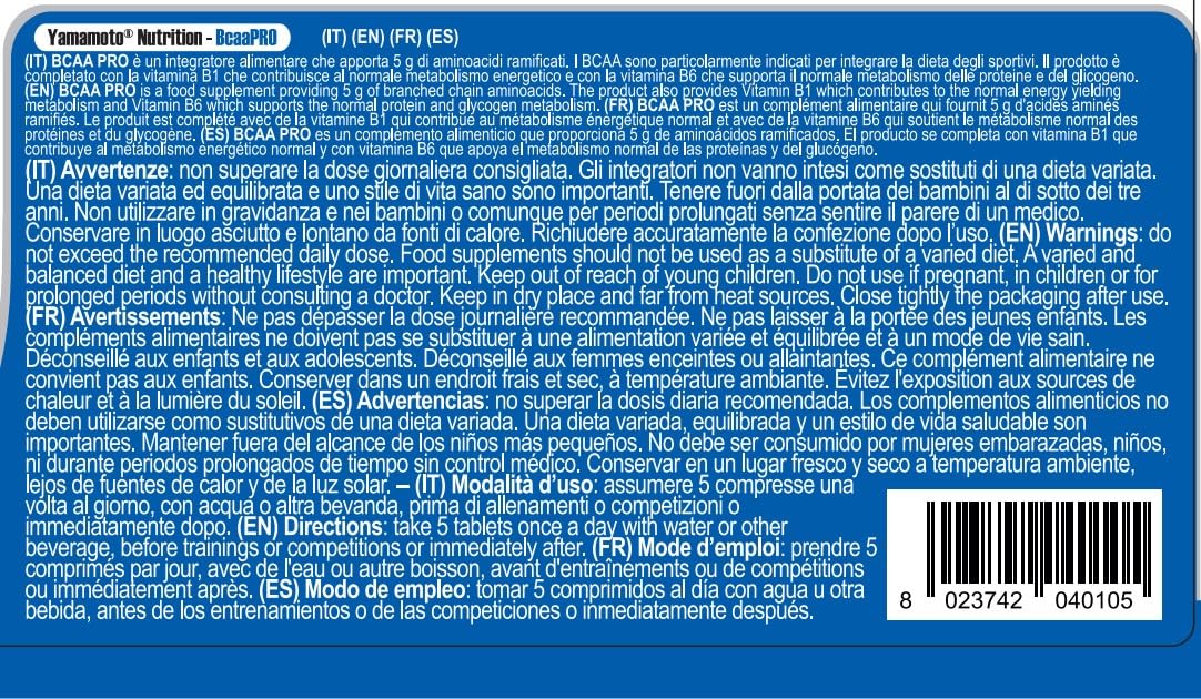 YAMAMOTO NUTRITION BCAA 2:1:1 Kyowa Quality 300 Compresse, Integratore Alimentare di Aminoacidi Ramificati con Vitamina B1 e B6, Integratore per Sportivi BCAA PRO