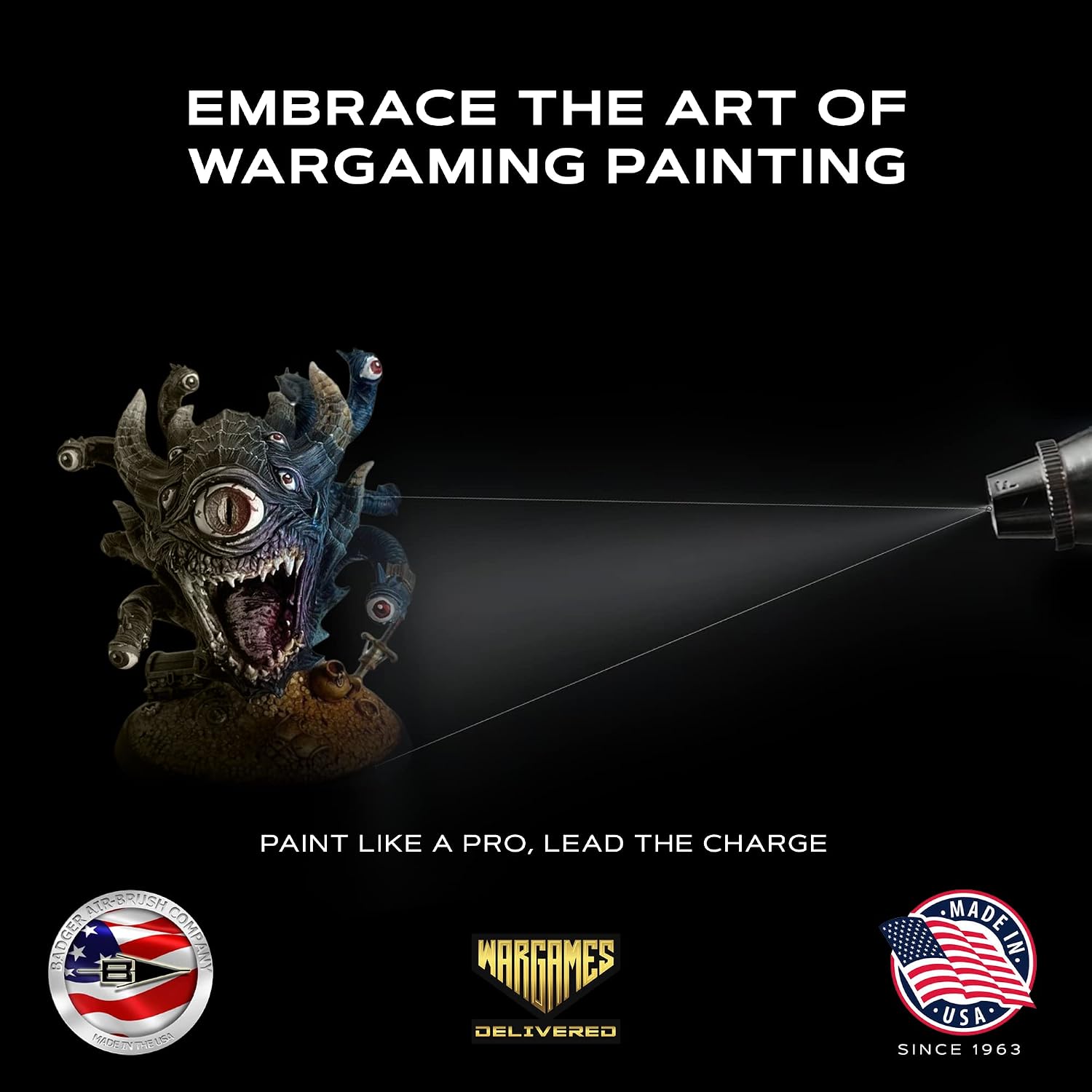 Badger Air-Brush Co Wargames Delivered Ultra Fine Layering & Blending Airbrush Bundle Krome 2-in-1 Ultra Fine with Cup, Airbrush Spray Regulator, Needels, & Badger Air-Brush Co 1/8 Hose Adaptor