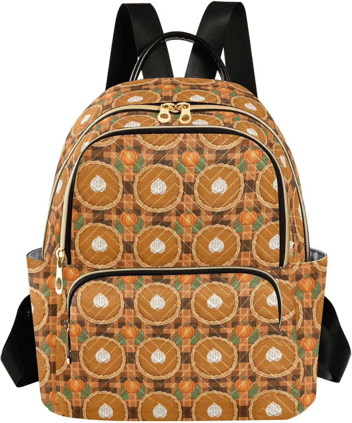 Pumpkin Pie Lattice Pattern Backpack Purse for Women Shoulder Bag Fashion Daypack Ladies Handbag Lightweight Travel Bag Rucksack