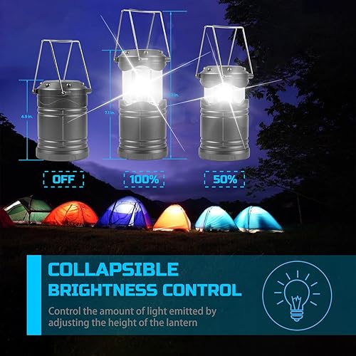 Miniatura 4 de Lichamp Paquete de 8 faroles LED para camping, faroles COB superbrillantes para cortes de energía en interiores, emergencias al aire libre, camping,