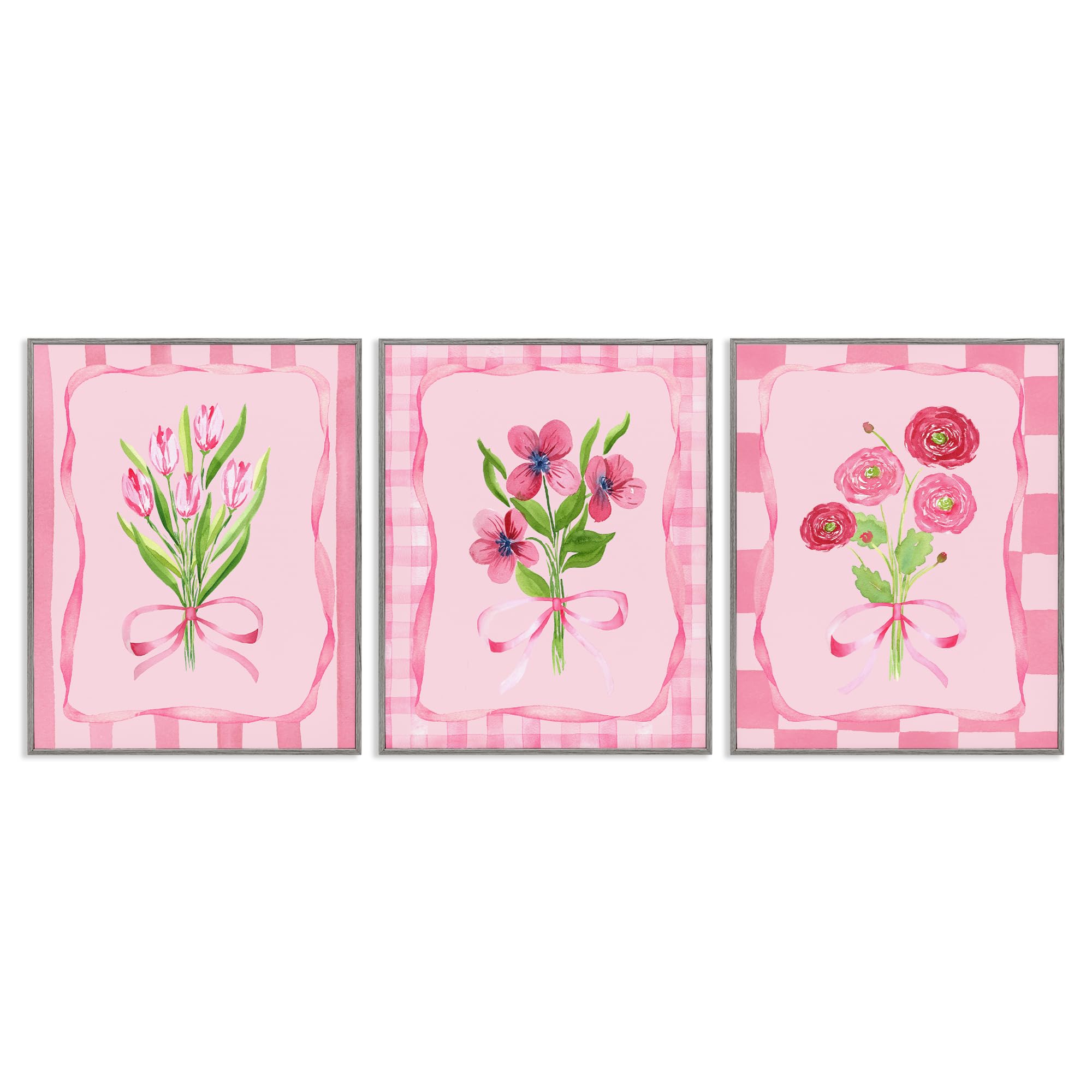 Fleurs grises encadrées triptyque Stupell Industries pour salon moderne - 8