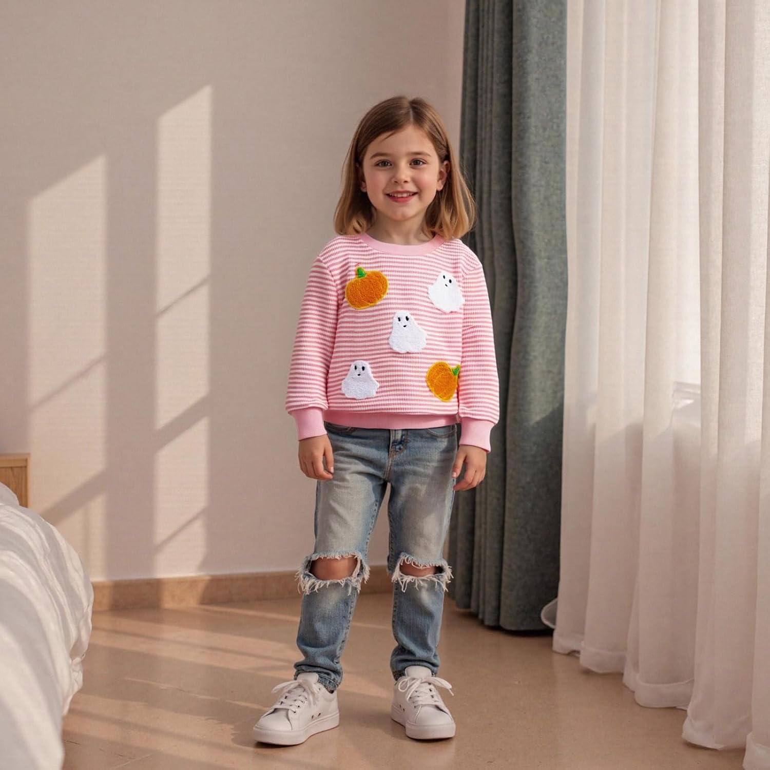 Socutebabe Toddler Baby Boy Halloween Outfit Just A Spooky Goose Sweatshirt | Little Baby Boy Halloween Outfit Boys Halloween Sweatshirt Crewneck Pullover Tops Long Sleeve Sweater Skull Halloween Clothes