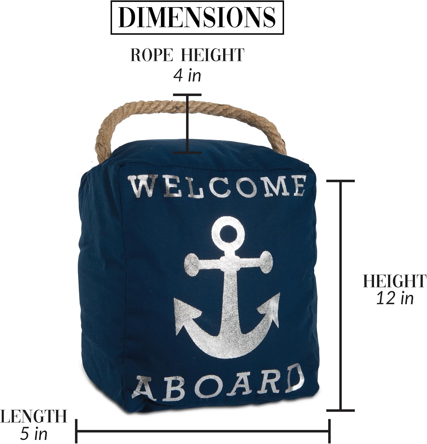 Pavilion Gift Company Open Door Decor - Welcome Aboard Anchor Beach Navy & Silver Door Stopper with Handle, Blue image 5