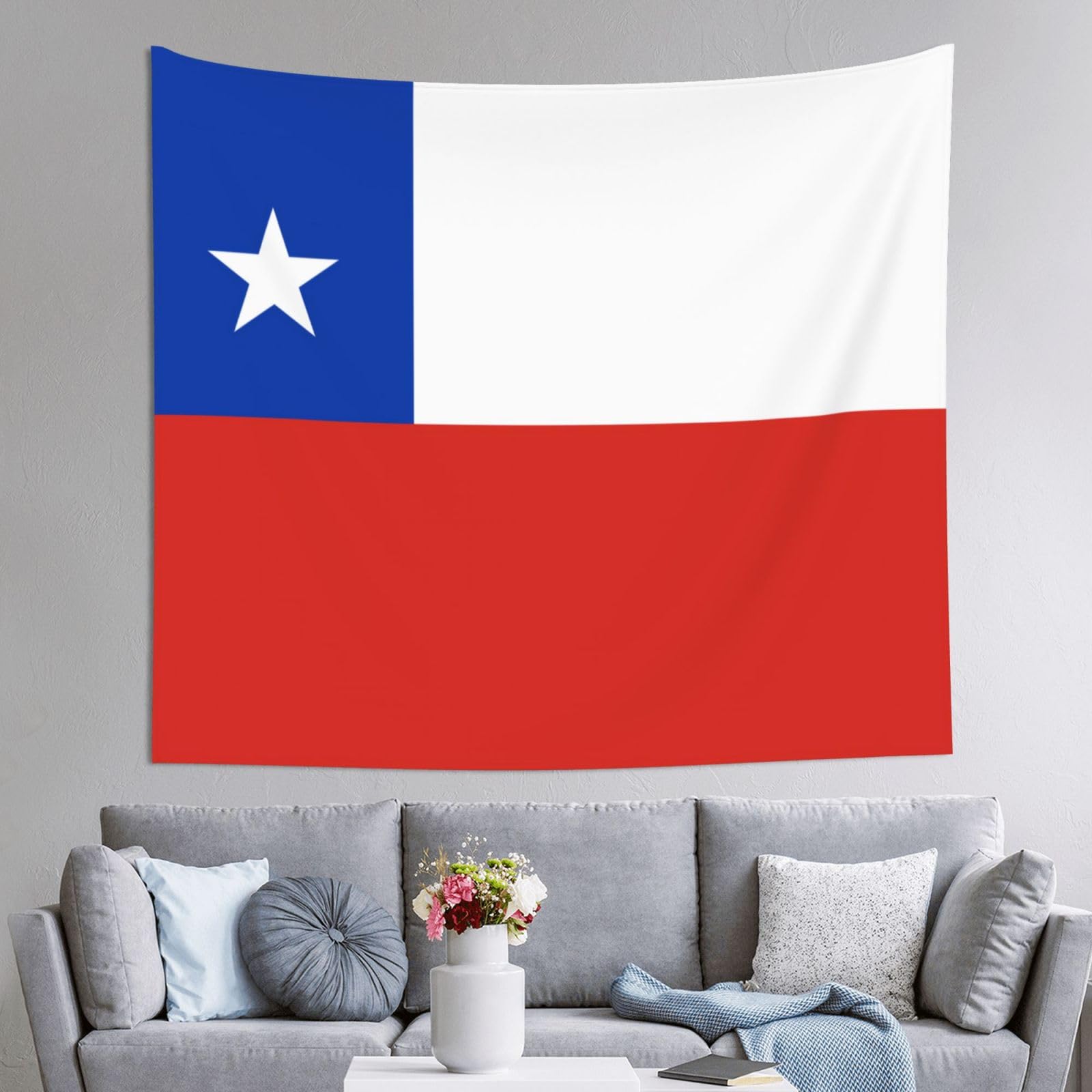 HLSBSSL 60x51in Flag of Chile Printed Tapestry Tablecloth for Dormitory and Picnic Rooms - Multifunctional Fabric Hanging