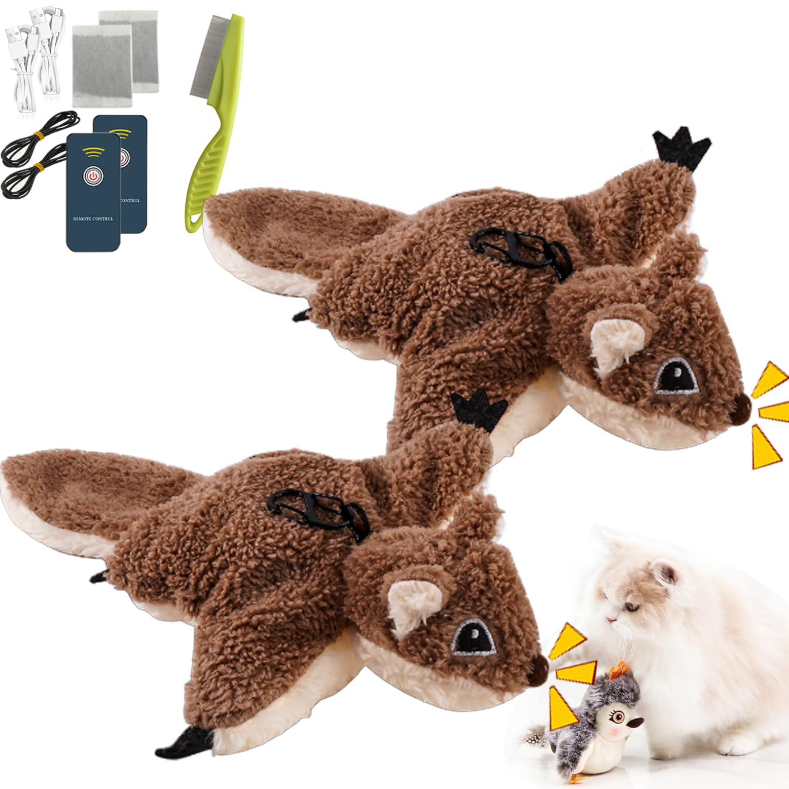 Piper Tomi Cat Toy, Pipertomi Cat Toy, Flapping Bird Cat Toy, Chirping Bird Cat Toy Flapping Wings, Pawfectway Bite Buddy, Pipertomi Bird Cat Toy (2PCS-D)