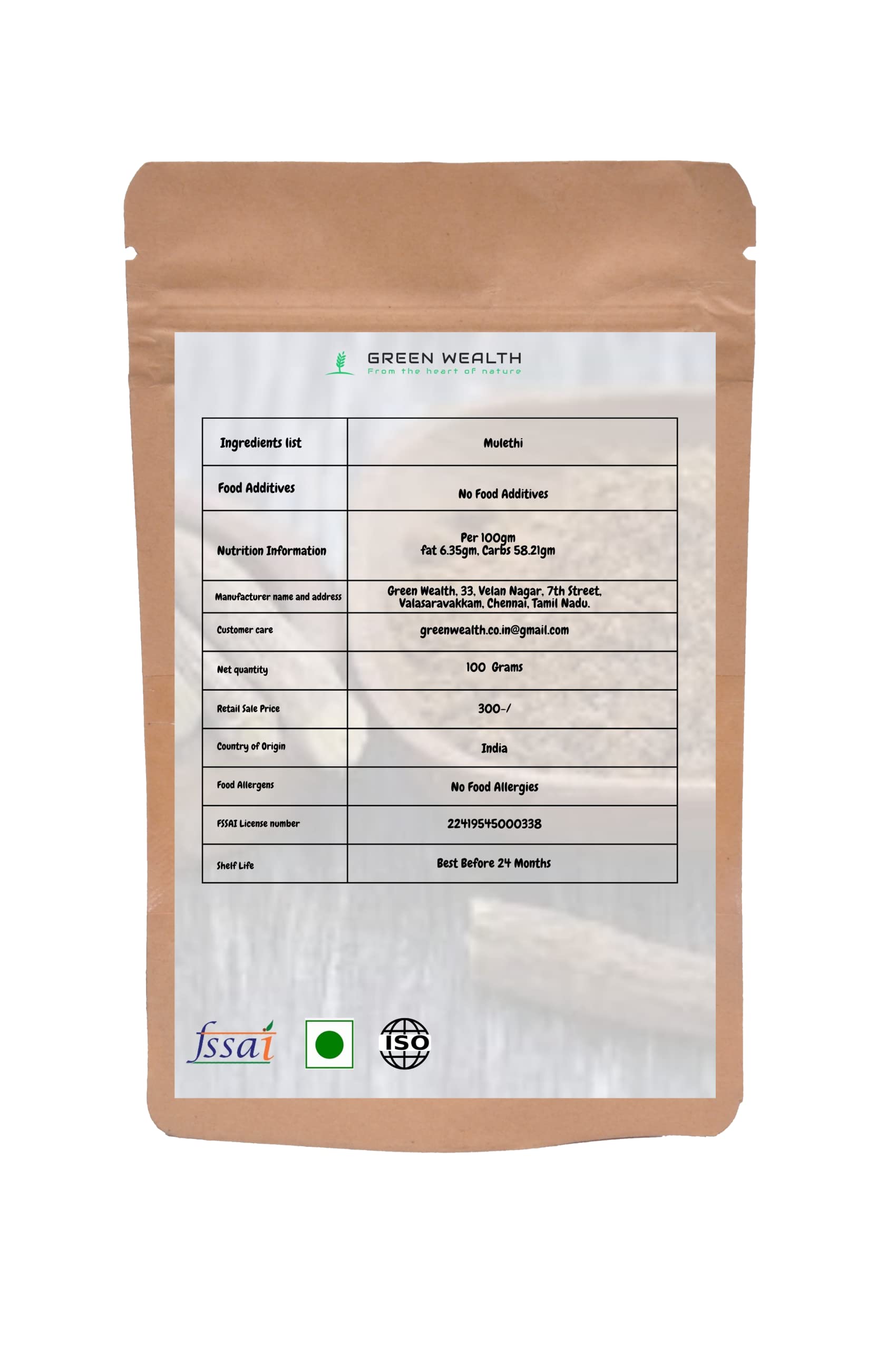 Green Wealth - Powdered Mulethi (Liquorice) - 100 Grams - Image 2 thumbnail