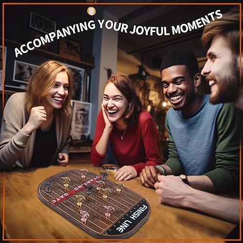 Miniatura 6 de Juego de mesa de carreras de caballos de metal, juego de mesa, línea de meta, edición de lujo, tablero de carreras de madera maciza, 11 lotes de