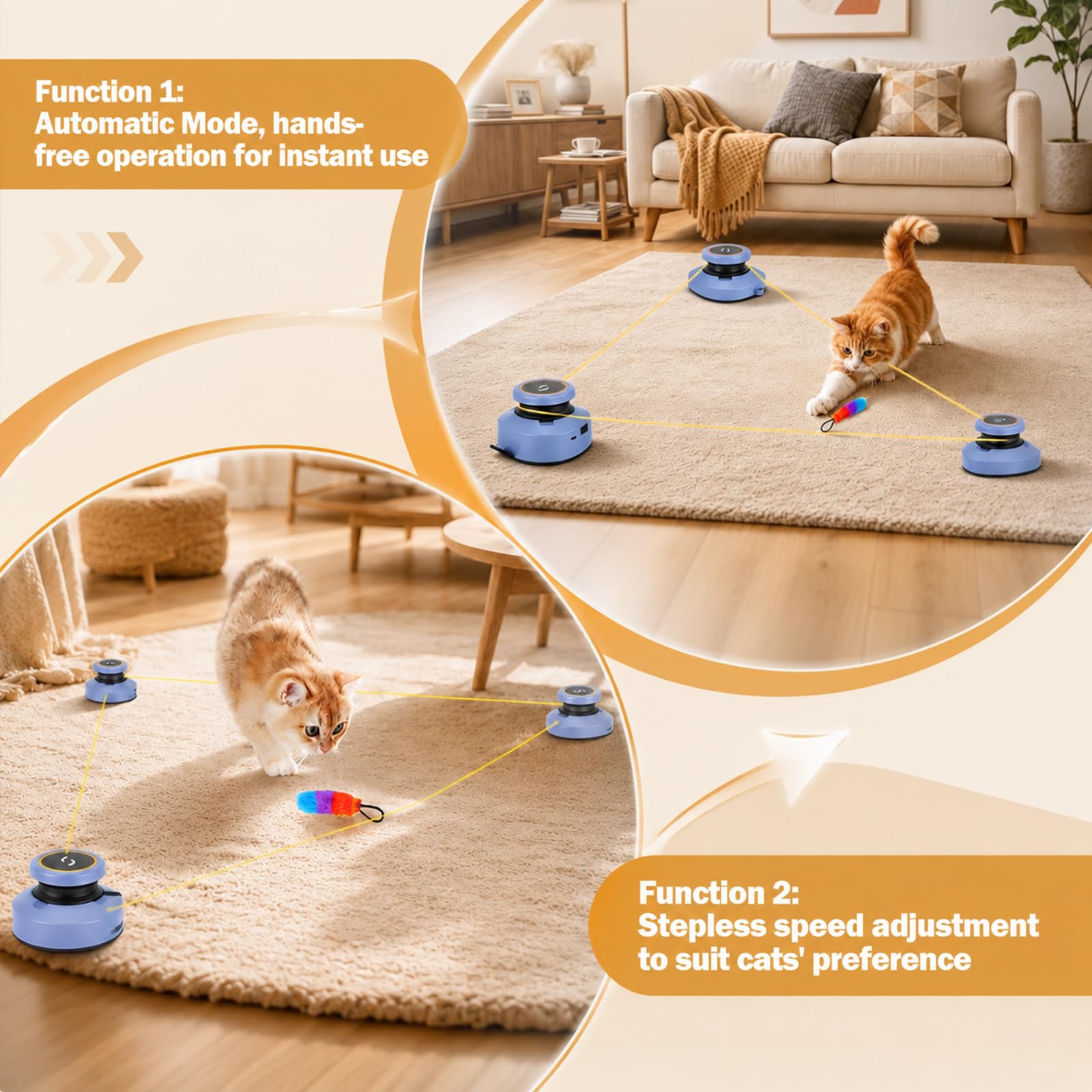 Katzenspielzeug, Selbstbeschäftigung Aufladbare Elektrisch Cat Toys Interaktives Intelligenzspielzeug Katzenspielzeug Satz Katzen Geschwindigkeit Einstellbar Katzenlaufband (A)