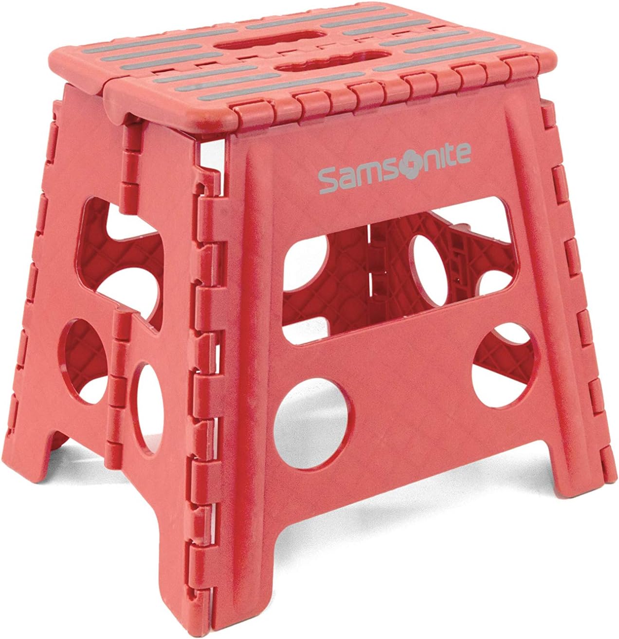 Heavy Duty Folding Step Stool: 13" High Double Handle / 2" Wide When Folded in Cherry Red - by Vanderbilt