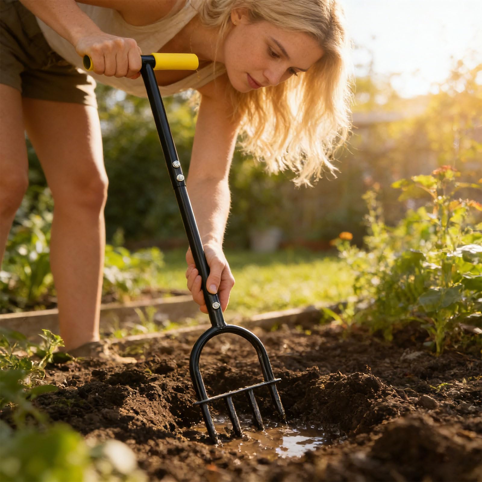 Forchetta manuale in acciaio carbonio resistente alla ruggine, eccellente per allentare terreno duro nei giardini privati Forchetta da giardinaggio professionale