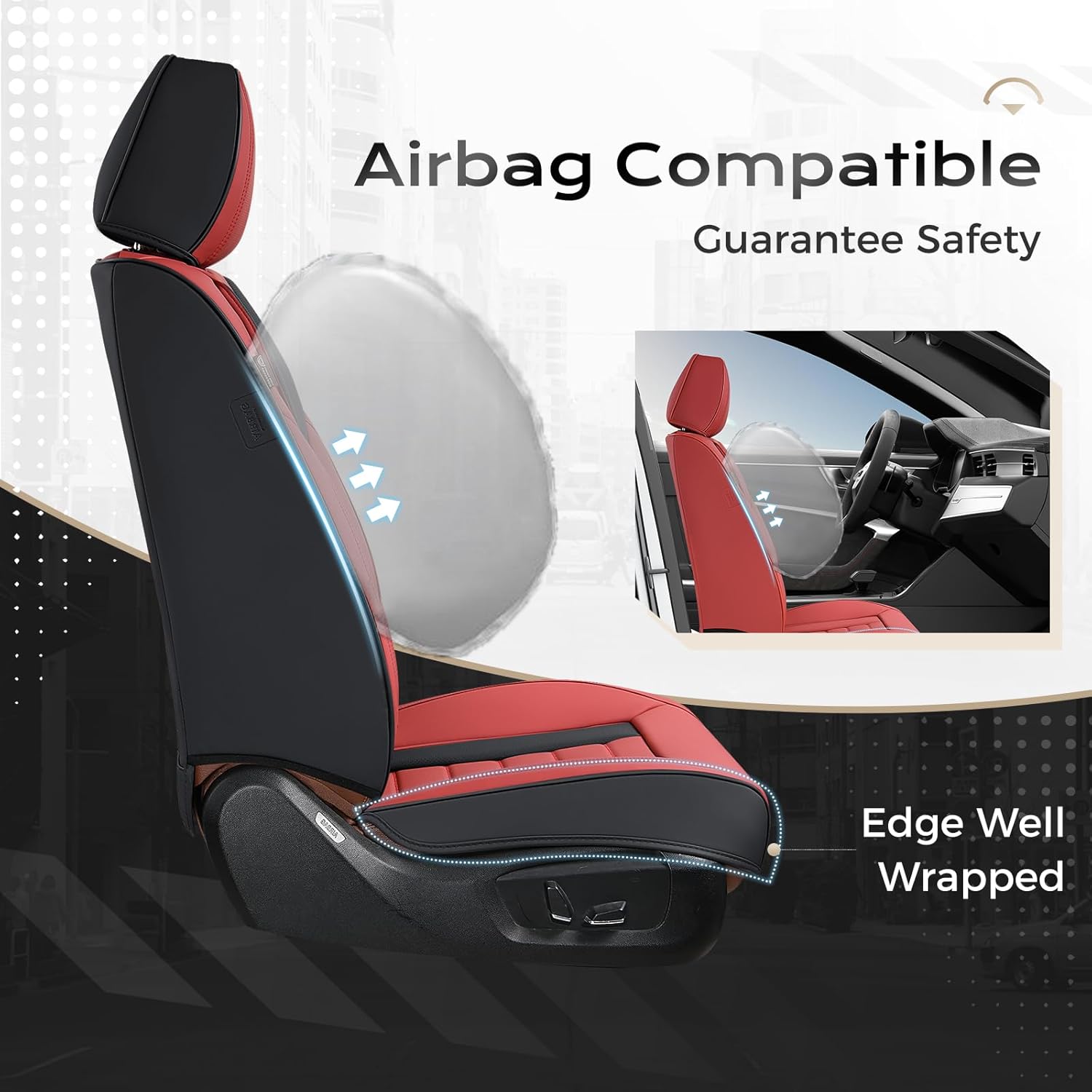 Coverado Car Seat Covers, Front Covers for Cars, Car Seat Cover Front Seats, Automotive Seat Cover, Waterproof, Leather Car Seat Cushion, Universal Interior Covers Seat Protectors for Most Cars