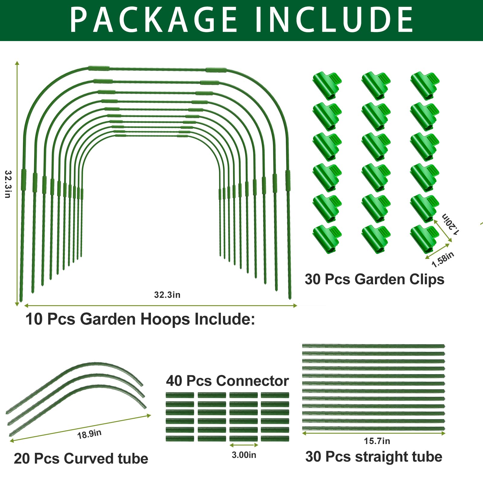 10 x Pflanztunnel, 82x82cm Garden Tunnelbögen, Folientunnel Bögen für Hochbeet, Rostfrei Durable Frei für Abdeckung Frühbeet Hochbeet Gemüsebeet, stabil langlebig & rostfrei