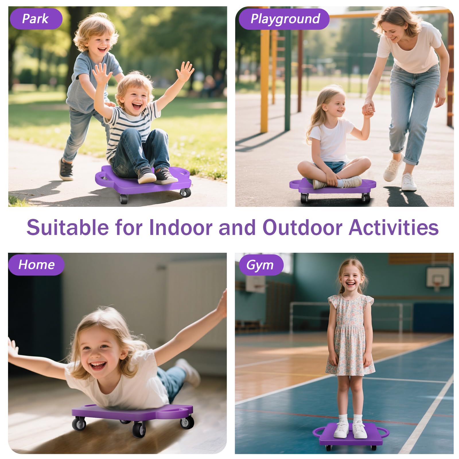 Planche à roulettes pour enfants, planche d'équilibre, avec poignées et poulies, pour le sport des enfants à partir de 3 ans