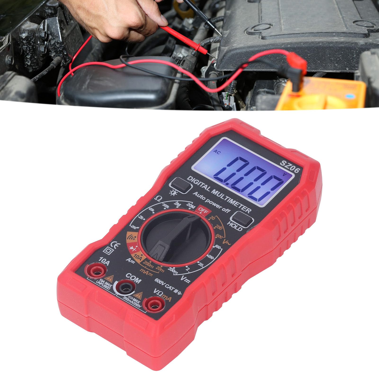 Sxhlseller Multimetr Cyfrowy, Przenośny Tester Napięcia Prądu z Podświetlanym Ekranem HD, Automatyczne Wyłączanie, Stojak Pod Kątem 90 Stopni, Zabezpieczenie Przed Poparzeniem Podczas