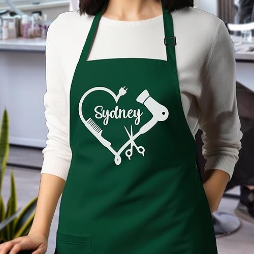 Miniatura 9 de Delantal de peluquería personalizado para mujer, delantales personalizados para peluquería cosmetología salón de belleza con bolsillo, regalos de