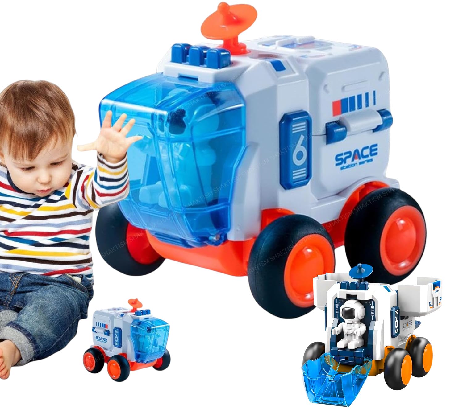 SHAKTISMF Space Exploration Rover Car Toy with Friction Movement, Educational Astronaut Toy for Kids 3+ Years Random Colour 1Pcs