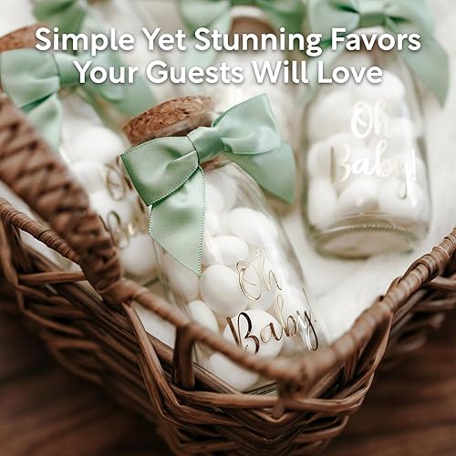 Miniatura 4 de Paquete de 24 botellas de vidrio de leche vintage Oh Baby Woodland con cintas y calcomanías, regalos elegantes para baby shower para invitados y Oh