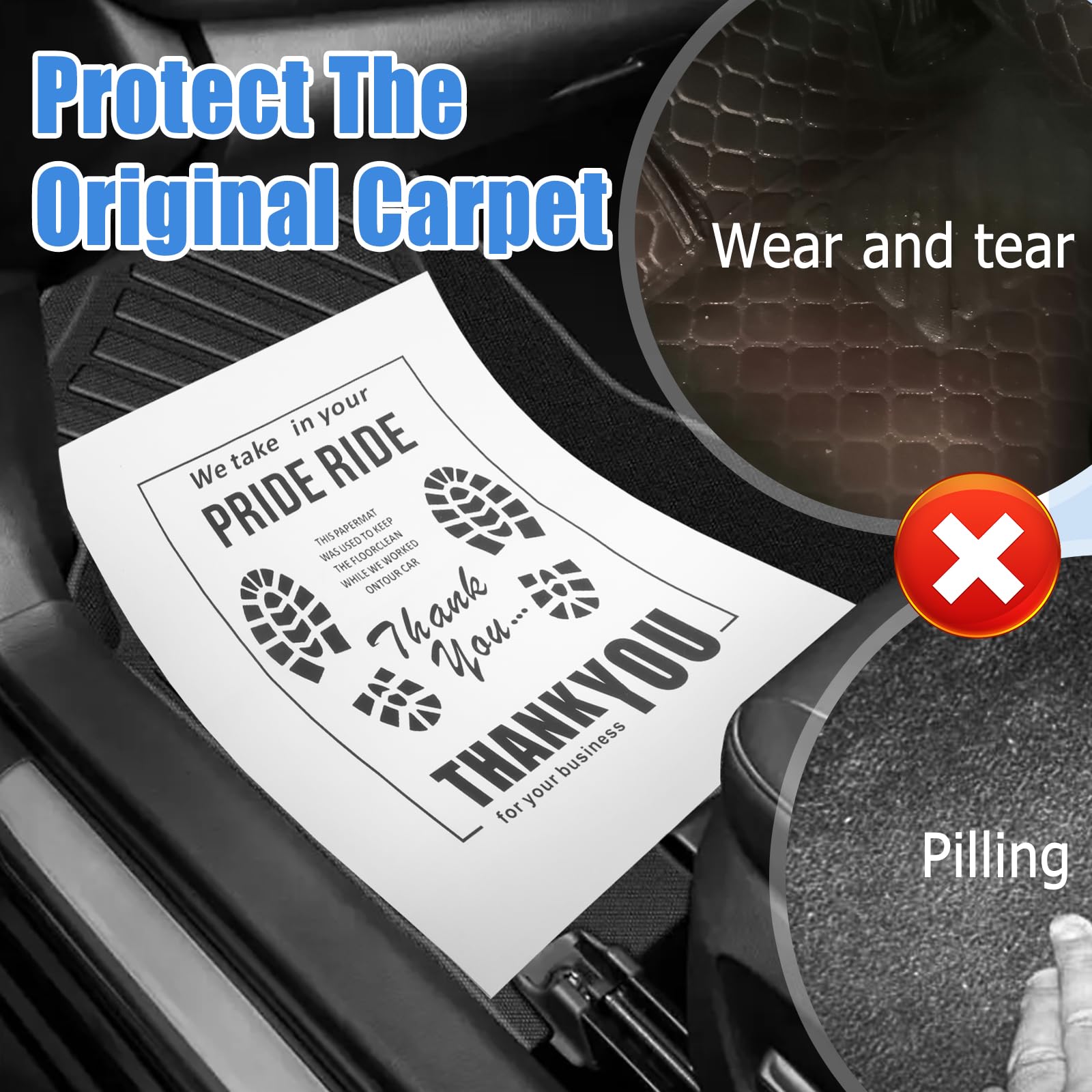 12PCS Paper Floor Mats for Cars Thickened Papers Mat for Car Detailing with Thoughtful Slogans Cute Patterns Universal — view 6