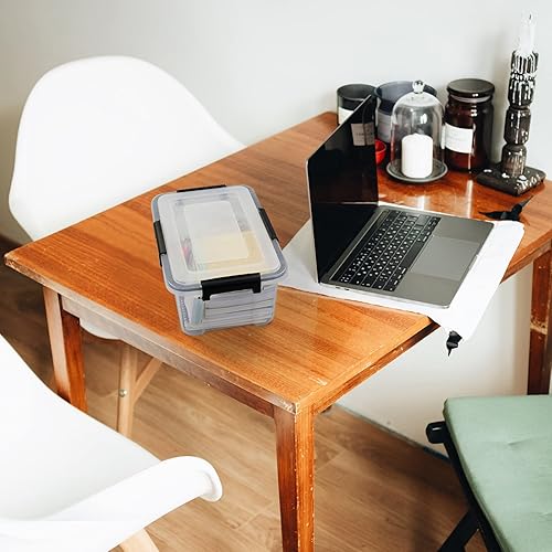 Miniatura 6 de Morcte Paquete de 6 cajas de almacenamiento transparentes con tapa de sellado de junta, caja de juntas de plástico de 12 cuartos de galón con cierre