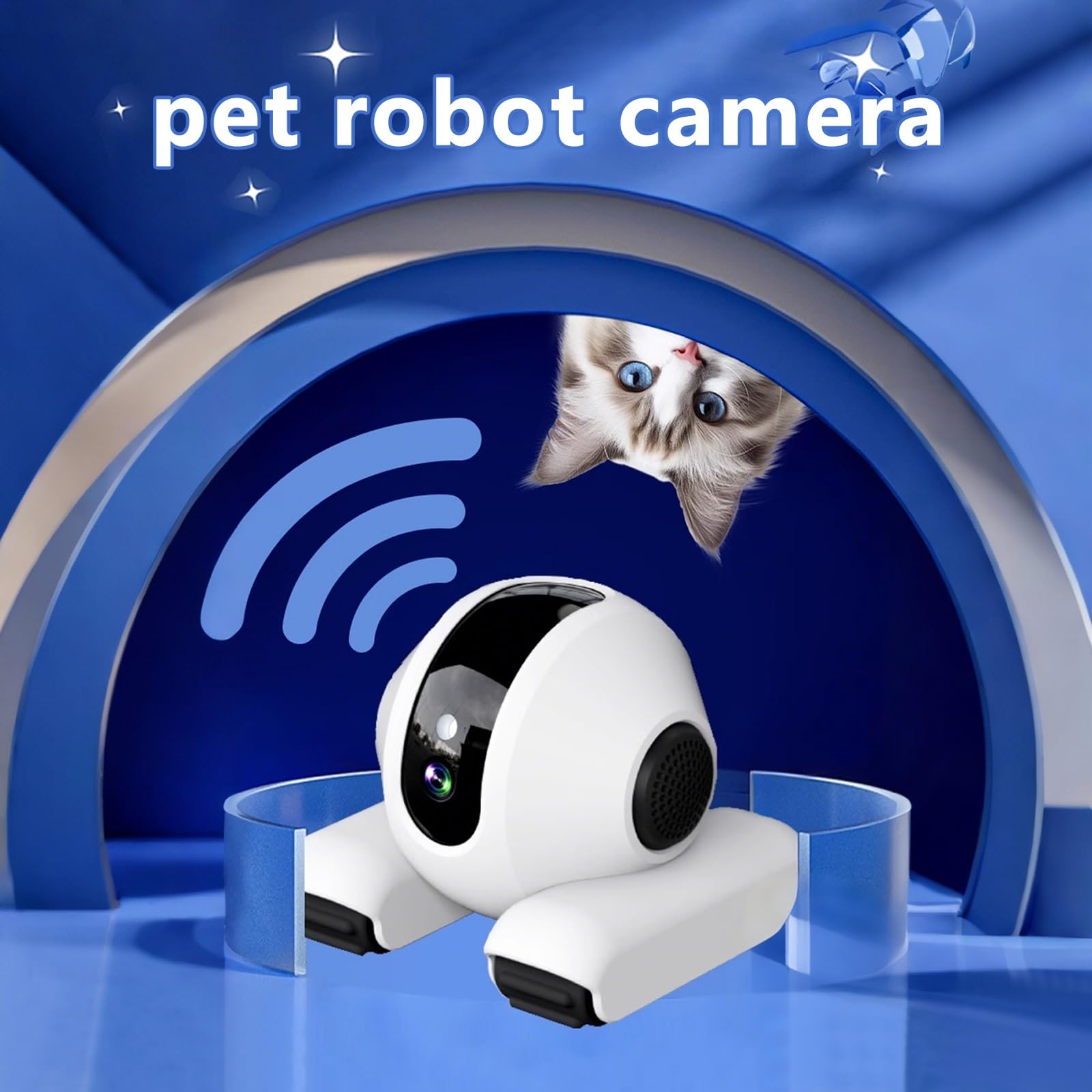 Kamera dla Zwierząt Domowych Ruchomy Robot Zwierzak, Dwukierunkowy Dźwięk Obsługuje Połączenie Wielu Osób, Interaktywna Kamera do Gier dla Zwierząt