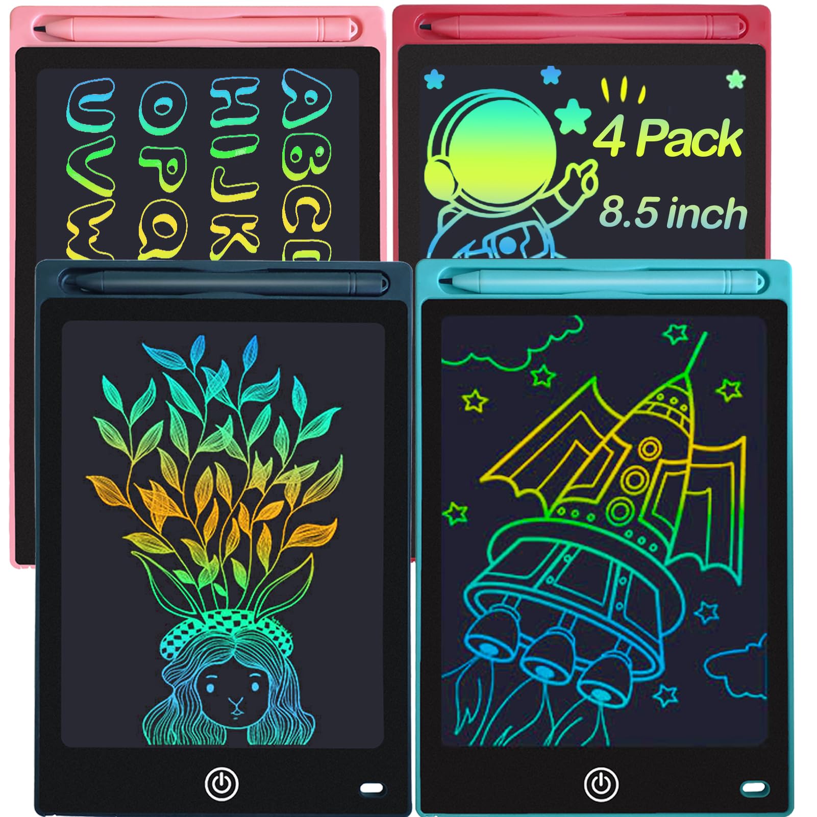 Yidedraw Toys LCD Writing Tablet 4PC 8.5 Inch Colorful Screen Drawing Tablet, Doodle Board for Ages 3-12 Years Old Boys Girls, Electronic Drawing Pad for Kids, Gifts for Christmas & Birthday