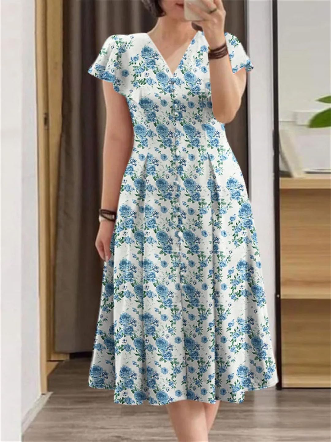 Damska elegancka sukienka kwiatowa damska z krótkim rękawem sukienka na imprezę szlafrok Femme Holiday Vestidos sukienki z nadrukiem