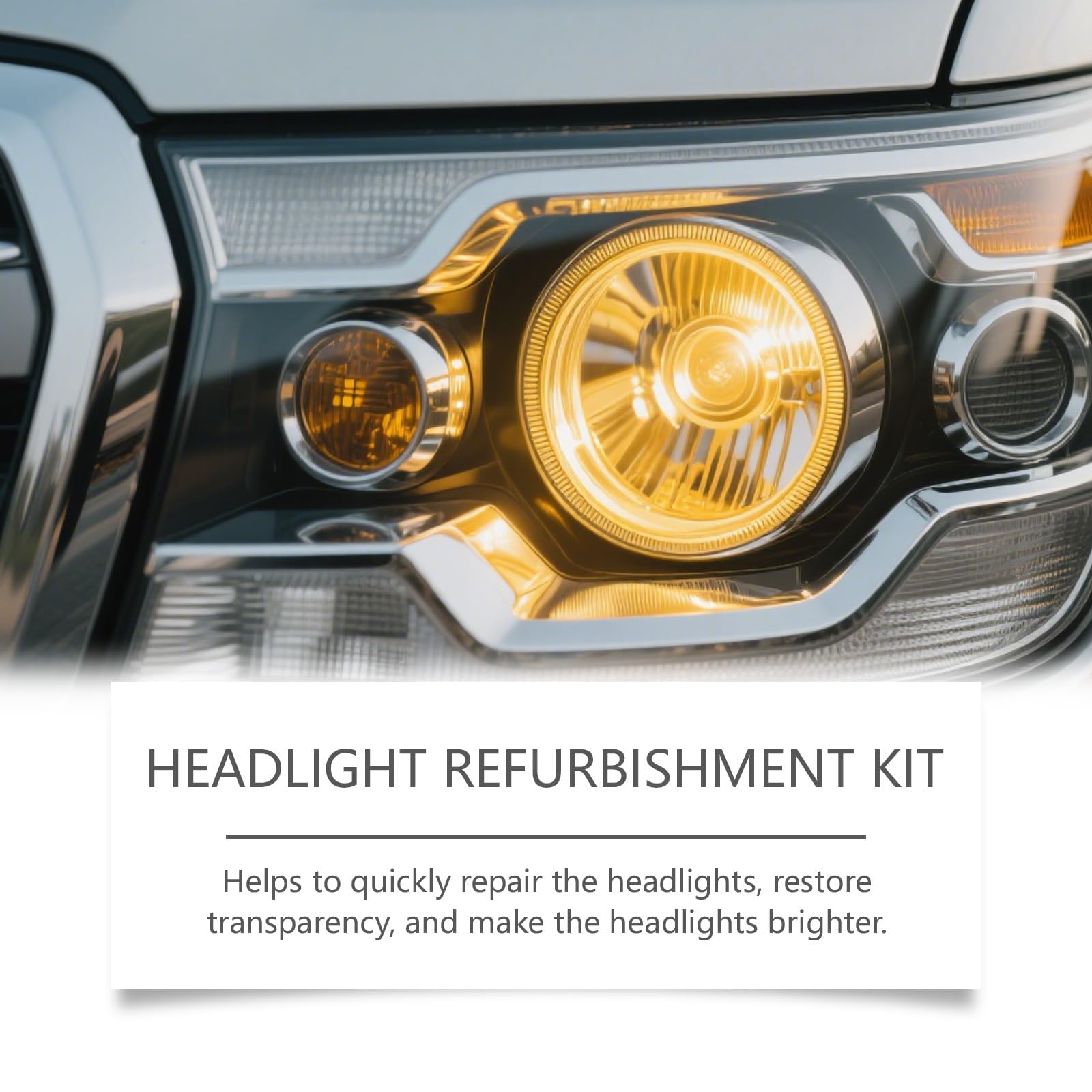 Tooporte Headlight Cleaner - Automotive Headlamp Restoration Fluid Kit, Pro Headlight Rejuvenator Kit with Keep Clear Headlight Coating, Instant Oxidation Removal for Yellowing Cloudy (2 Set)