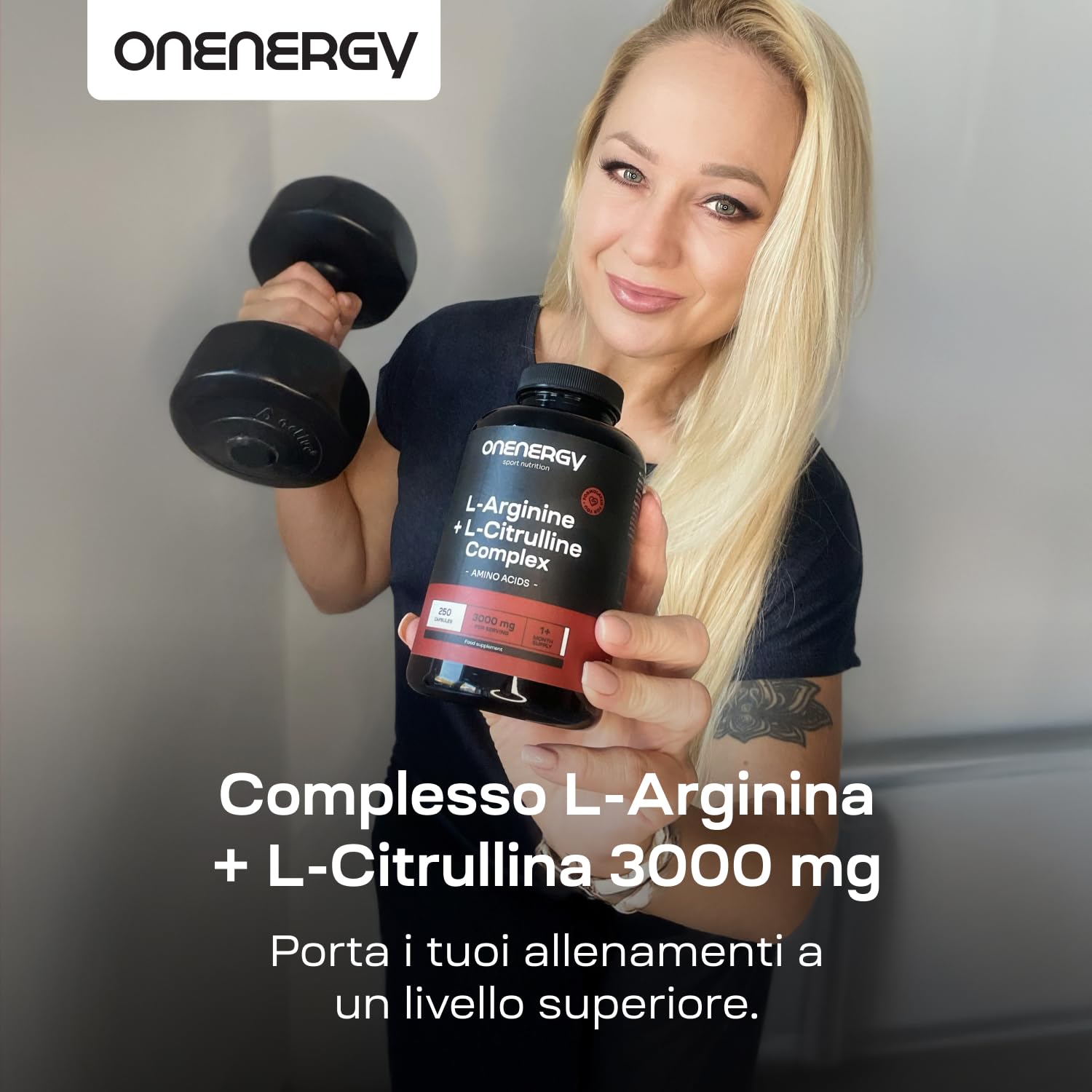 L-Arginina + L-Citrullina Complesso 3000 mg - 250 Capsule - Alto Contenuto di Aminoacidi - Aumenta l'Energia - Accelera il Recupero - Per Pre e Post Allenamento