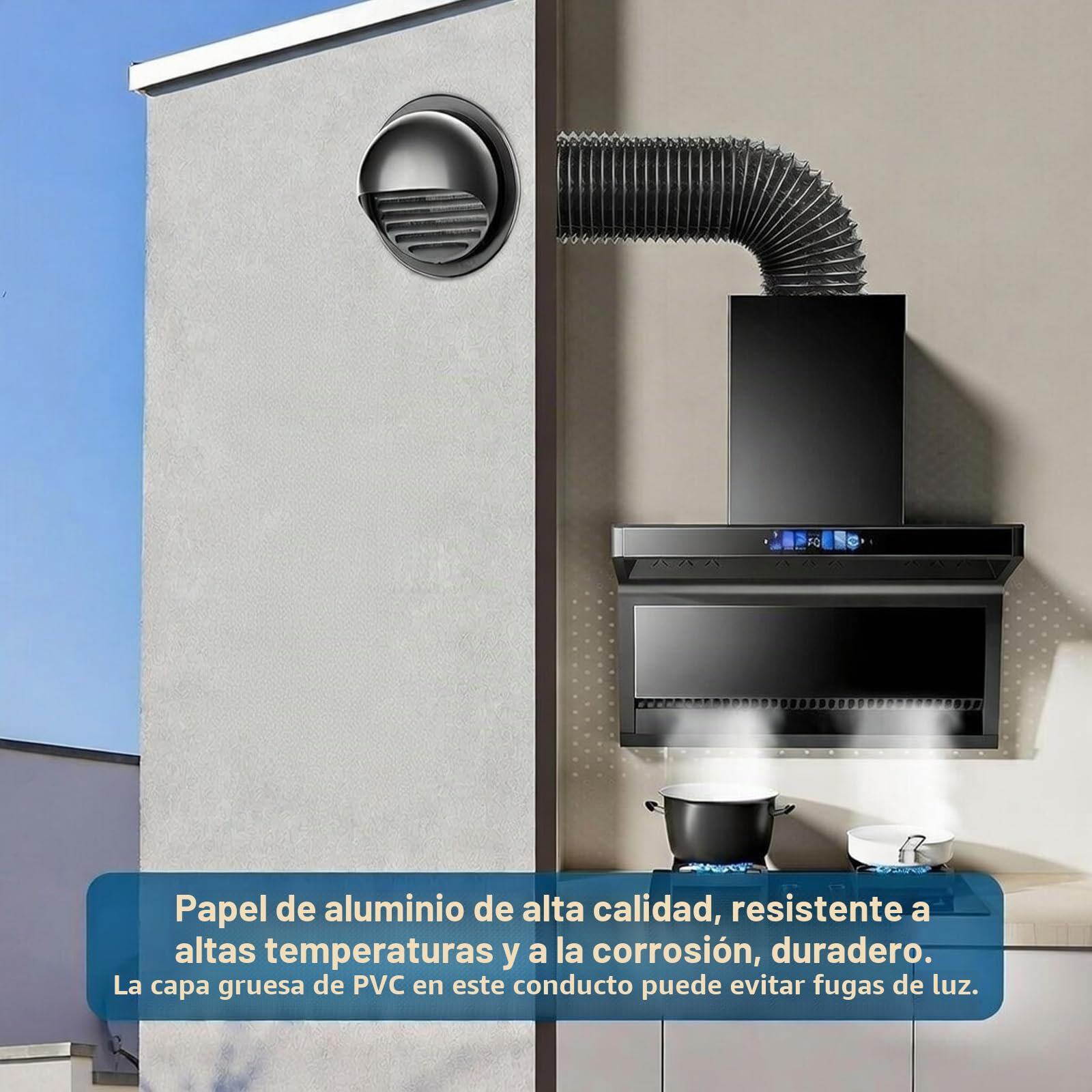 Tubo Aire Acondicionado Portatil, Flexible Manguera Ventilación 150 mm, 300 cm Manguera Escape Aluminio, PVC Conductos Ventilación para Extractores, Climatizadores, Secadoras, Campanas, Negro