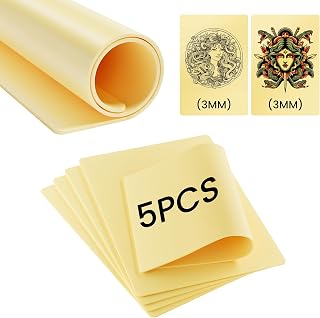 Phomemo 3MM Blank Tattoo Fake Skin, 5Pcs Double Sides Fake Tattoo Skins for Tattooing & Microblading Eyebrow Practice, 12" x 8" Soft Tattoo Practice Skins for Tattoo Beginners & Artists, Tattoo Supply
