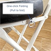 Vista 5 de Taburete plegable portátil, taburete plegable de metal resistente para adultos, cocina, jardín, baño, taburete redondo plegable, capacidad de 300