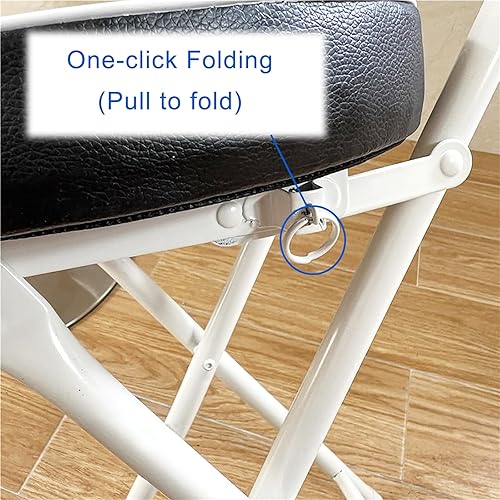 Miniatura 5 de Taburete plegable portátil, taburete plegable de metal resistente para adultos, cocina, jardín, baño, taburete redondo plegable, capacidad de 300