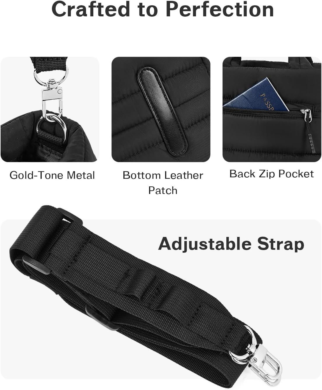 CHOLISS Small Puffer Tote Bag for Women - Quilted Crossbody Bags, Puffy Nylon Satchel Travel Handbags