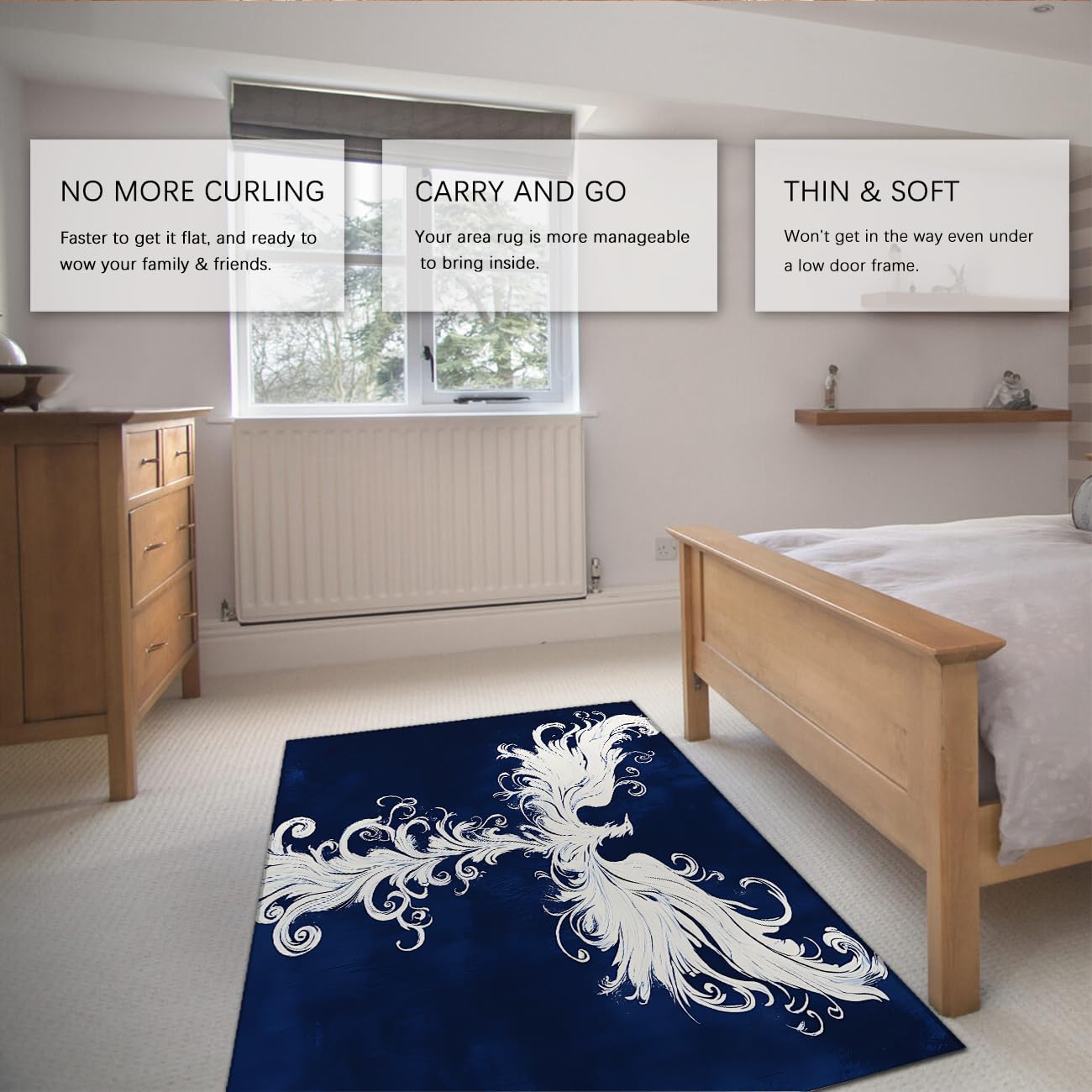 Tapis Bleu foncé 180x270 Tapis Lavable pour salles à Manger
