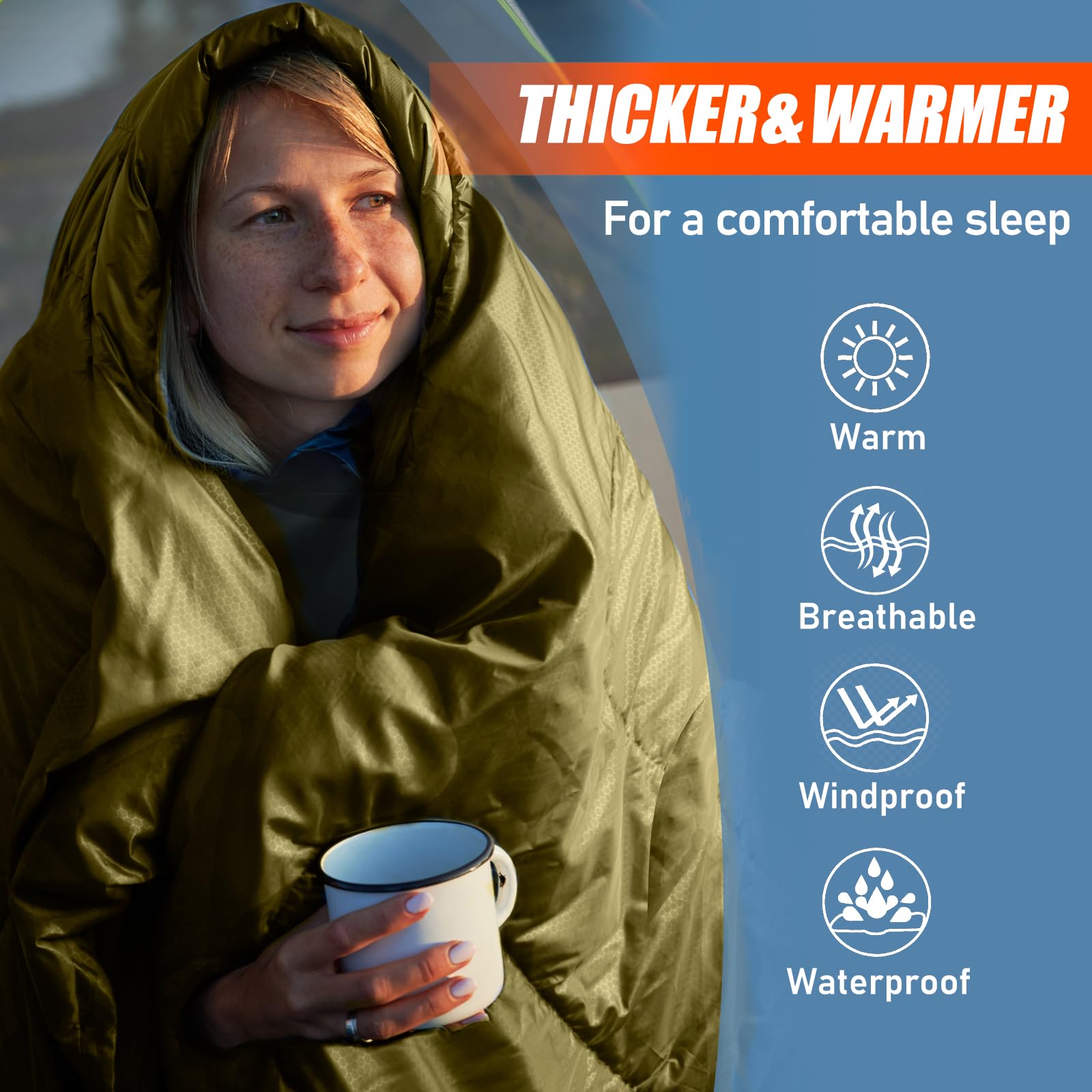 MEREZA Sleeping Bags XL For Adults Mens Large Wide Sleeping Bag For Camping