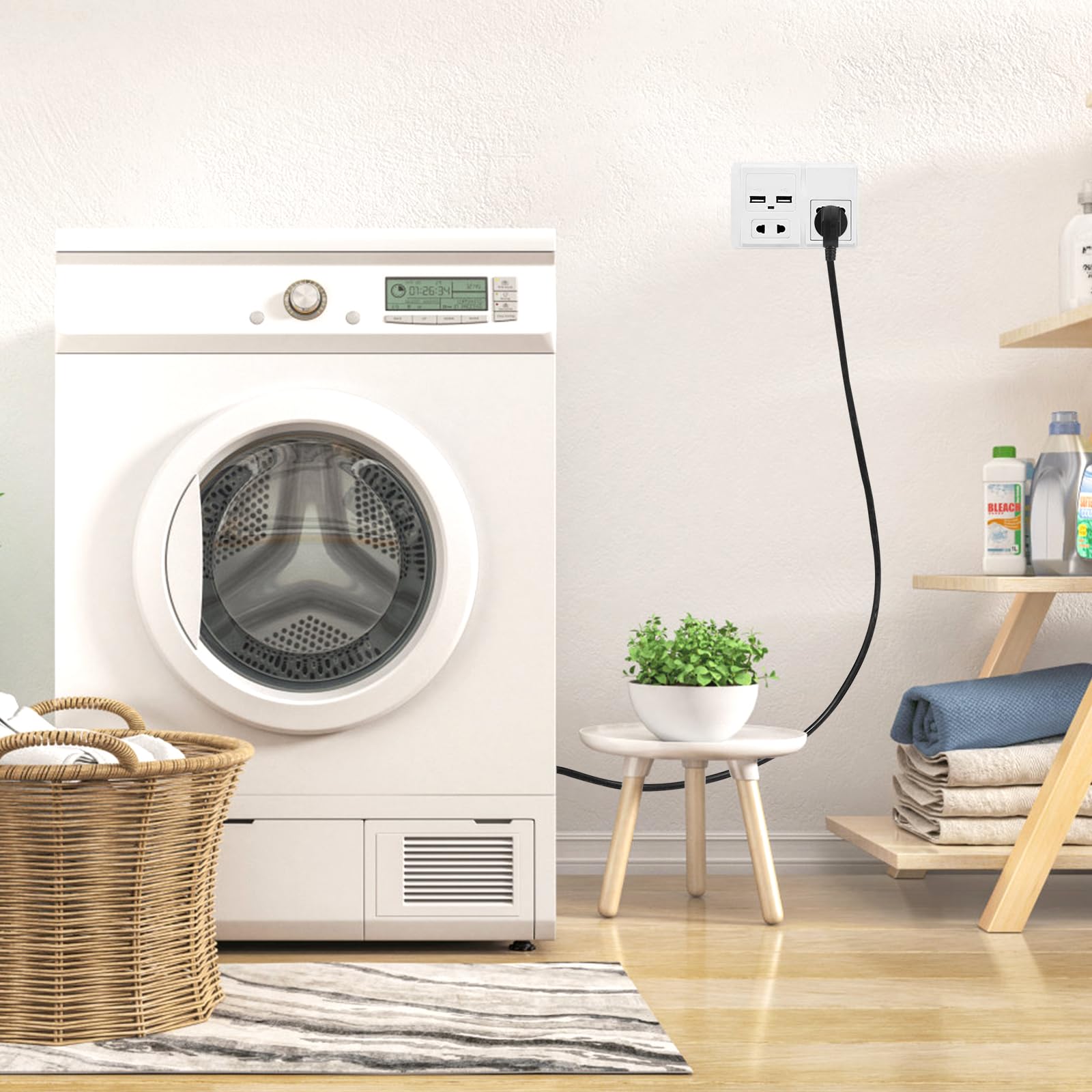 4 Piezas Enchufe Schuko Clavija Enchufe Schuko Macho 250V 16A Enchufe Macho Enchufe de Contacto a Tierra IP20 Protección Negro