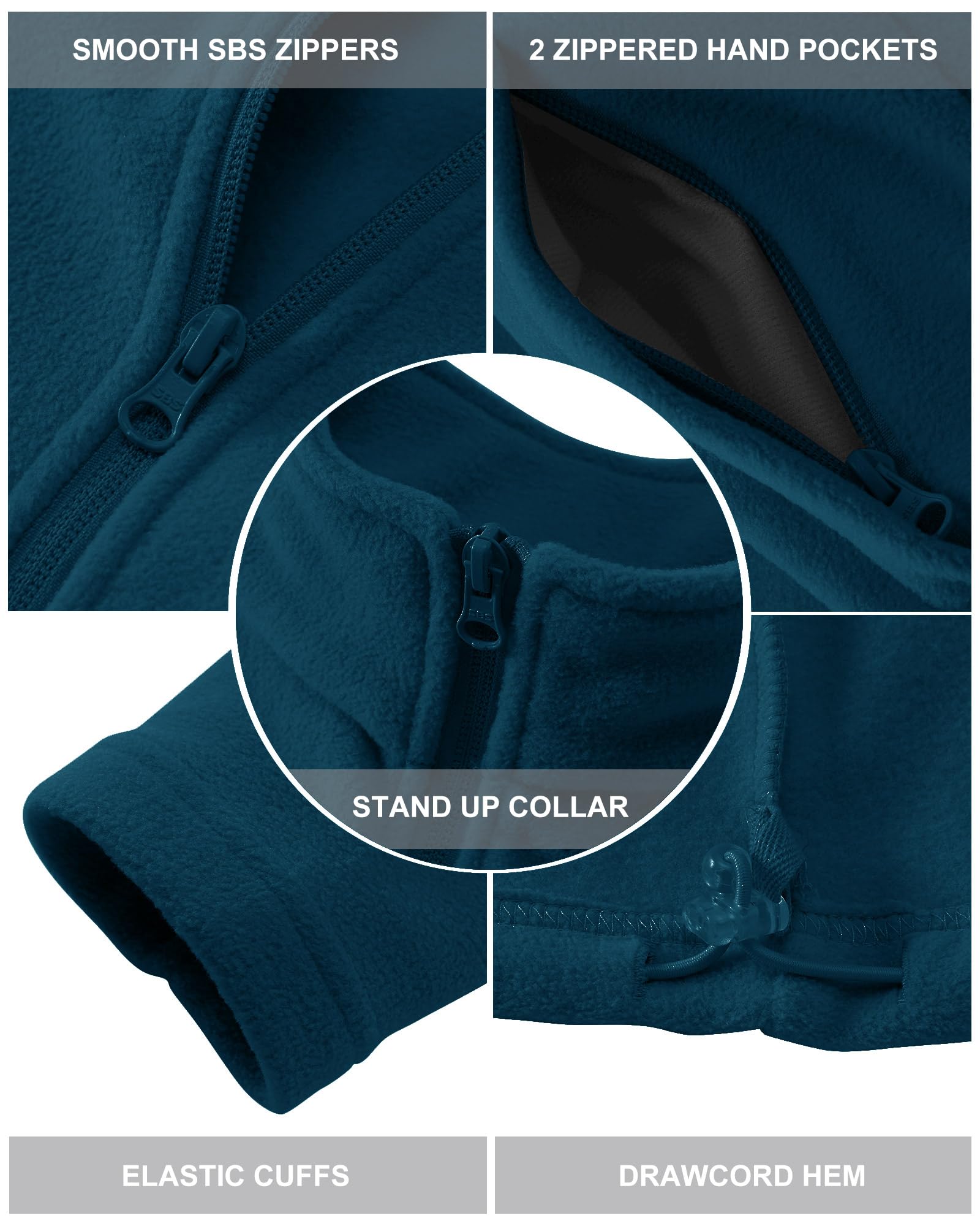 Outdoor Ventures Veste polaire pour femme avec fermeture éclair sur toute la longueur, col montant pour femme - Veste polaire légère - Électricité antistatique