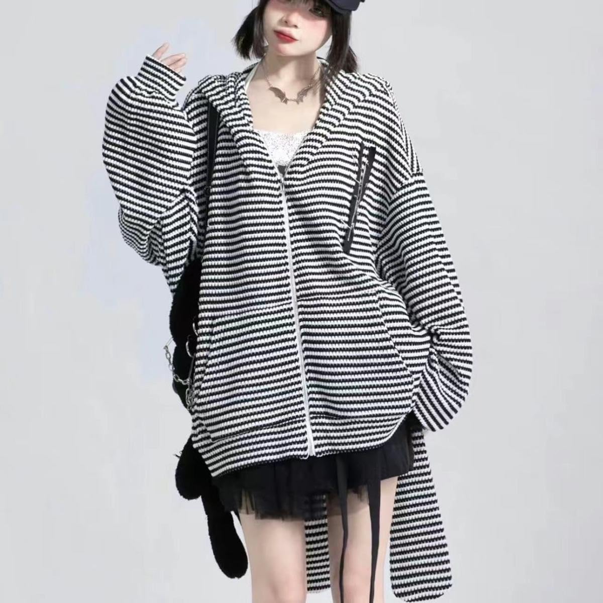 Y2K Cottagecore dzianinowy płaszcz Farycore królik długie uszy preppy kardigan Kawaii Harajuku kurtka zapinana na zamek cutecore Alt ubrania