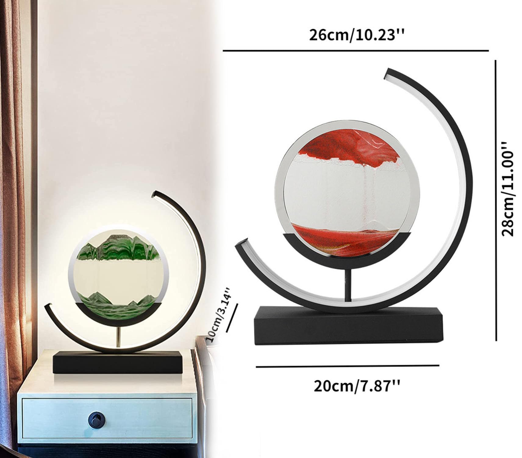 Fließende Sandmalerei, 3d-naturlandschaft, Dynamische Kunst, Sandmalerei, Rundes 3d-tiefseesandgemälde Aus Glas, Künstlerische Sandlandschaft Für Zuhause, Ornament, Desktop-kunst, Bücherregale, Dekora