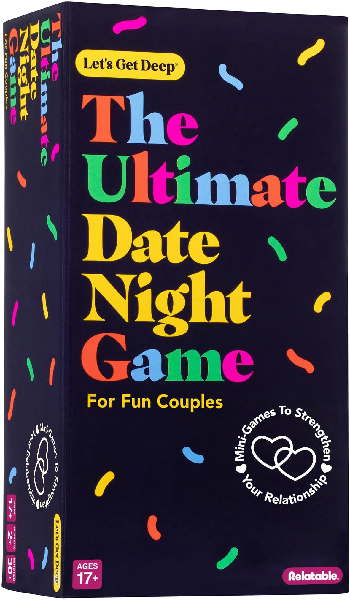 The Ultimate Date Night Game by Relatable, Great for Couples Games and Stay at Home Date Night Ideas, From The Makers of Let's Get Deep Relationship Card Game, Includes 200 Cards & Spinner