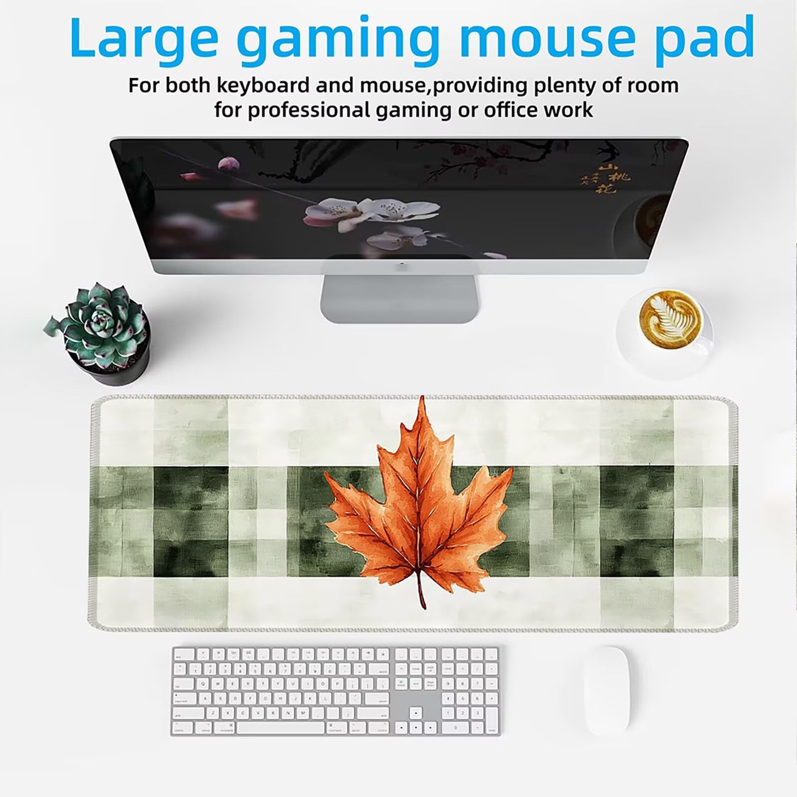 Podkładka pod mysz 1200 x 600 mm Podkładka pod mysz dla graczy, podkładka na biurko bardzo cienka antypoślizgowa gumowa podstawa zmywalna prędkość ulepszona precyzja komputera, praca jesienne klonowe