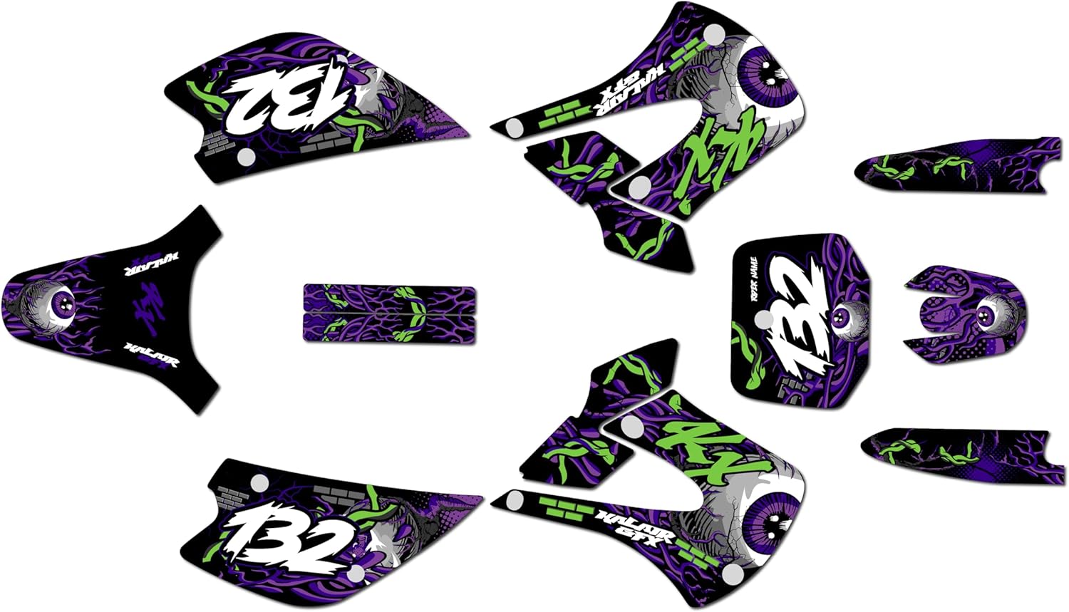 Graphics Kit for Kawasaki KX 85 UFO Restyle (2001-2013) CORE Series Green 09 Mil - Dirt Bike Custom Racing Graphics Decals Stickers Kit, no-Plastics