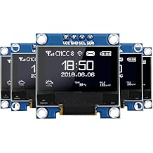 5 Pcs 0.96 Inch OLED Display Module, 128x64 Pixel SSD1306 Luminous I2C OLED Screen Board Compatible with Arduino Raspberry Pi ESP32White