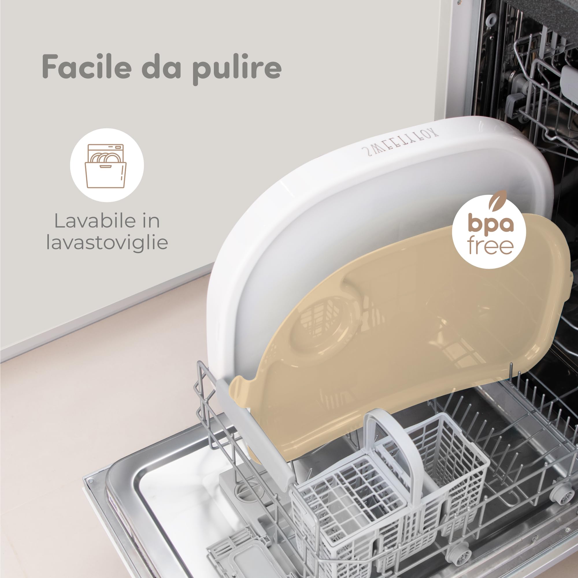 Seggiolone Pappa Regolabile e Pieghevole - 7 Livelli Diverse, Schienale Bambino Pieghevole 5 Posizioni, Ripiano Smontabile, Vassoio a Clip (Facile da Pulire) - Beige